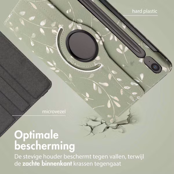 imoshion 360° Draaibare Design Bookcase Samsung Galaxy Tab S10 Lite / S10 FE / S9 FE - Green Flowers