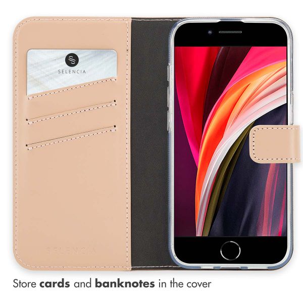 Selencia Genuine Leather Book Case Apple iPhone 17e / 16e - Dusty Pink