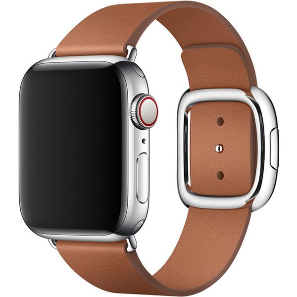 Apple Leather Band Modern Buckle Apple Watch Series 1-9 / SE - 38/40/41 mm / Series 10 - 42 mm - Maat L - Bruin