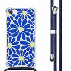 imoshion Design hoesje met koord Apple iPhone SE (2022 / 2020) / 8 / 7 - Cobalt Blue Flowers Connect