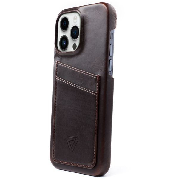 Wachikopa Full Wrap C.C. Backcover met 2 pashouders iPhone 14 Pro - Dark Brown