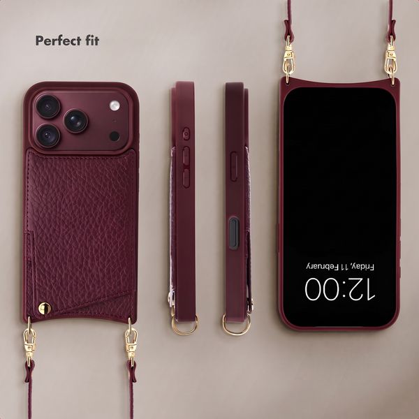 Selencia Nova Phone Case with Cord and Card Holder Apple iPhone 18 Pro Max / 17 Pro Max - Bold Burgundy