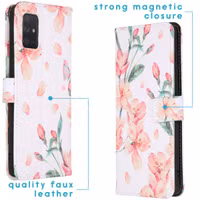 imoshion Design Softcase Bookcase Samsung Galaxy A71 - Bloem - Roze