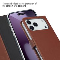 Selencia Genuine Leather Book Case Apple iPhone 17 Pro Max - Light brown