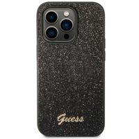 Guess Glitter Flakes Backcover Apple iPhone 14 Pro - Zwart