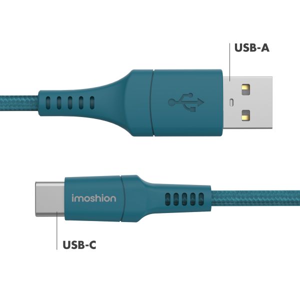 imoshion Braided USB-C naar USB kabel - 2 meter - Donkerblauw