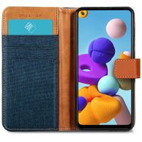 imoshion Luxe Canvas Bookcase Samsung Galaxy A21s - Donkerblauw