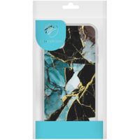 imoshion Design hoesje Samsung Galaxy S21 FE - Marmer -Gebroken Blauw