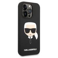 Karl Lagerfeld Karl's Head Liquid Silicone Backcover MagSafe iPhone 14 Pro - Zwart