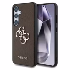 Guess 4G Metal Logo Saffiano Backcover Samsung Galaxy S25 - Bruin