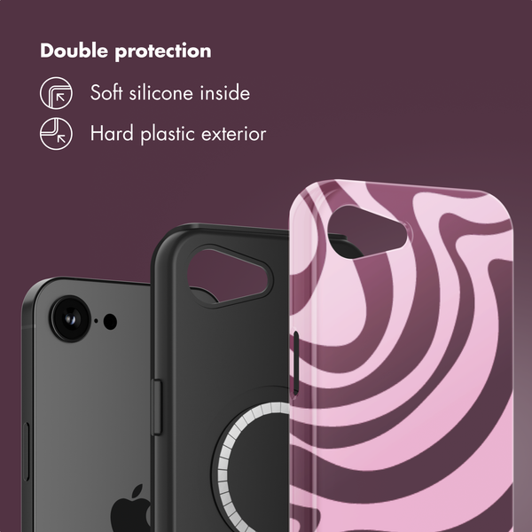 Selencia Vivid Back Cover with MagSafe Apple iPhone 17e / 16e - Wavy Swirl Pink Plum