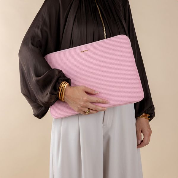 Selencia Corduroy Laptophoes 13-14 inch - Laptopsleeve - Soft Blush