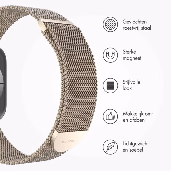 imoshion Milanees magnetisch bandje Apple Watch Series 1 - 9 / SE (38/40/41 mm) | Series 10 / 11 (42 mm) - Maat S - Starlight