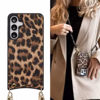 Selencia Nova Telefoonhoes met Koord en Pashouder Samsung Galaxy S25 FE - Leopard