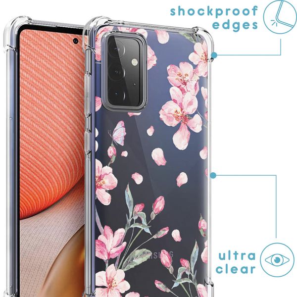 imoshion Design hoesje met koord voor Samsung Galaxy A72 - Bloem - Roze