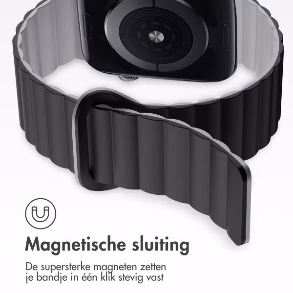 imoshion Magnetisch Siliconen bandje Apple Watch Series 1 t/m 11 / SE / Ultra (44/45/46/49 mm) - Zwart / Grijs