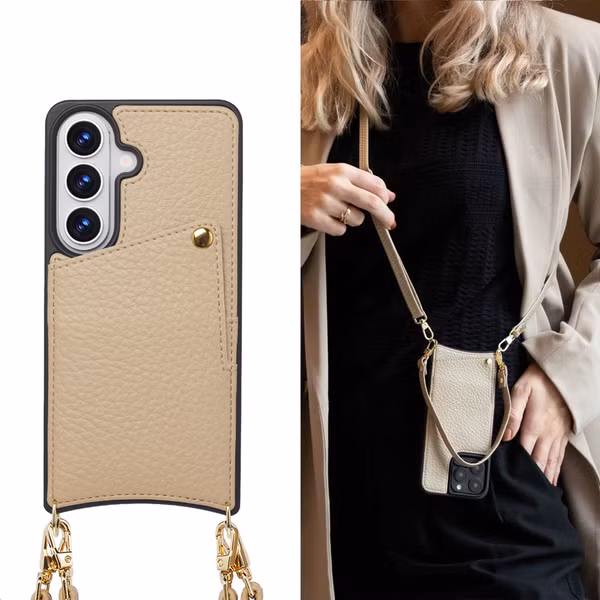 Selencia Nova Telefoonhoes met Koord en Pashouder Samsung Galaxy S26 - Beige