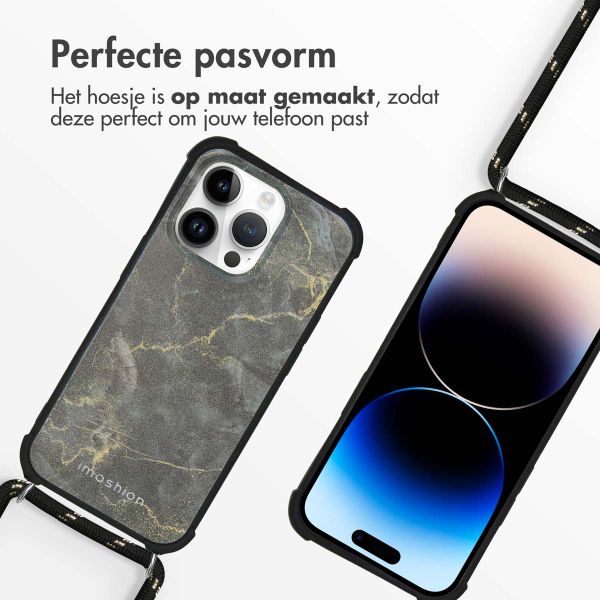 imoshion Design hoesje met koord iPhone 14 Pro - Black Marble