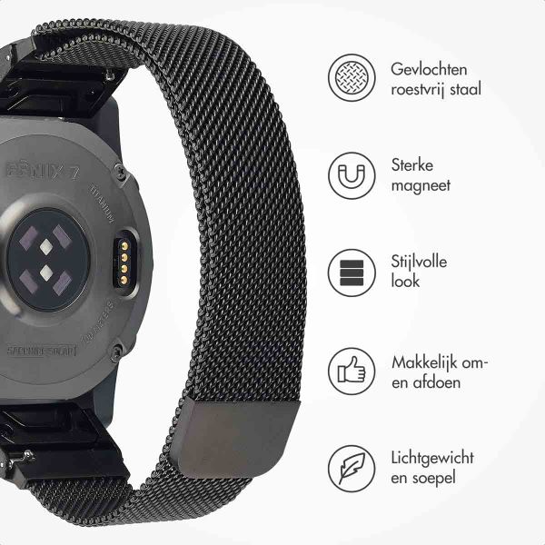 imoshion QuickFit® Milanees bandje  - Garmin 20 mm aansluiting - Maat L/XL - Zwart