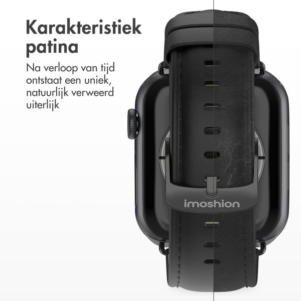 imoshion Classic lederen bandje Apple Watch Series 1 t/m 9 / SE (38/40/41 mm) | Series 10 / 11 (42 mm) - Zwart