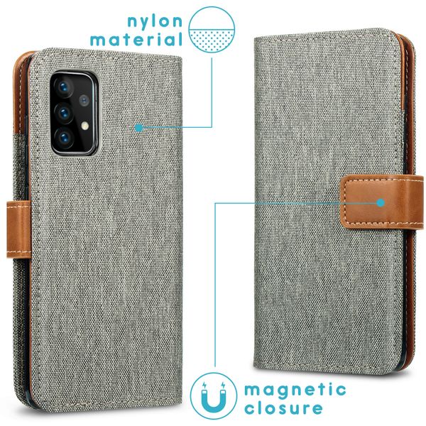 imoshion Luxe Canvas Bookcase Samsung Galaxy A72 - Grijs