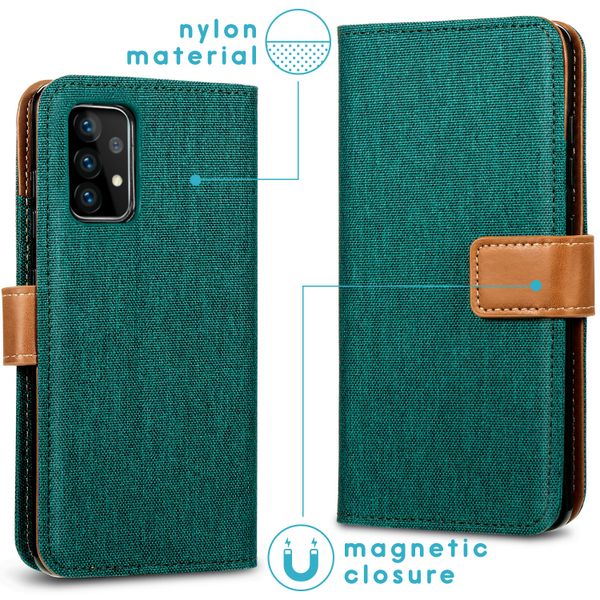 imoshion Luxe Canvas Bookcase Samsung Galaxy A72 - Groen