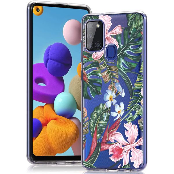 imoshion Design hoesje Samsung Galaxy A21s - Jungle - Groen / Roze