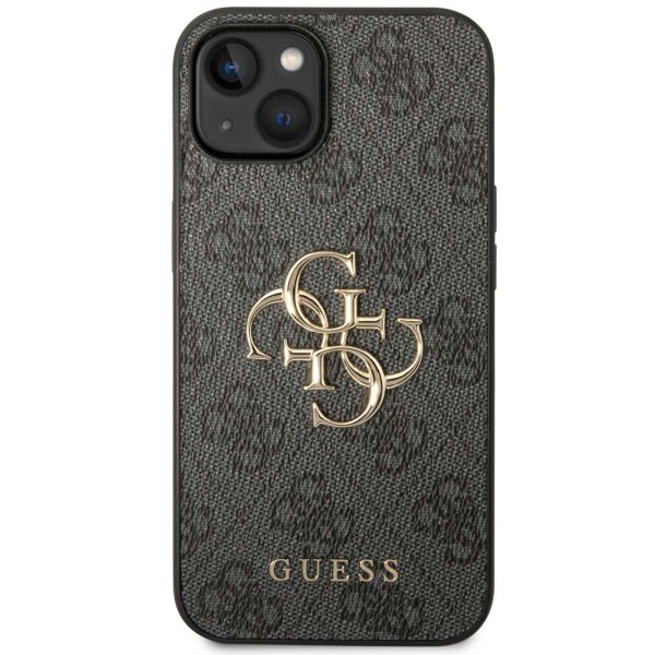 Guess 4G Metal Logo Backcover iPhone 15 - Grijs