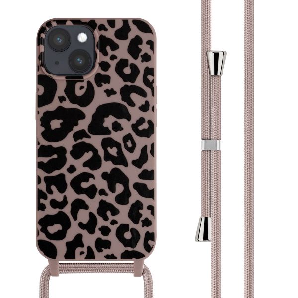 imoshion Siliconen design hoesje met koord iPhone 15 - Animal Pink