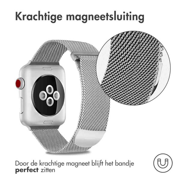 imoshion Milanees magnetisch bandje Apple Watch Series 1 t/m 10 / SE / Ultra (2) (44/45/46/49 mm) - Maat S - Zilver