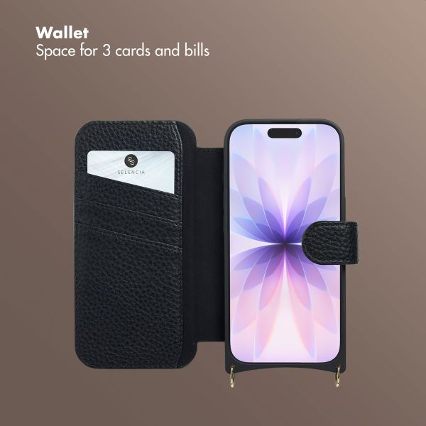 Selencia Riva Bookcase with MagSafe and phone strap Apple iPhone 17 - Black