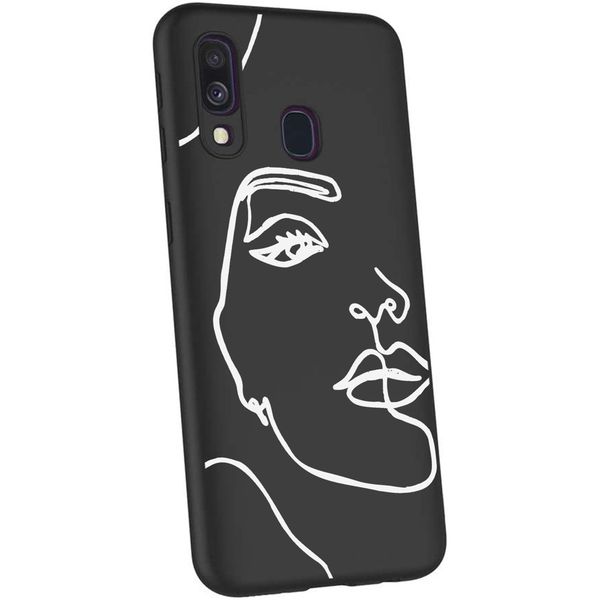 imoshion Design hoesje Samsung Galaxy A40 - Abstract Gezicht - Wit