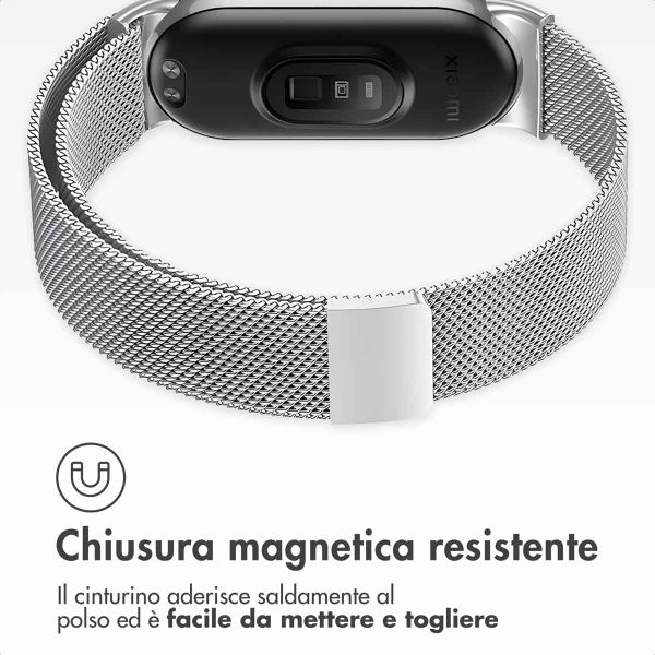 imoshion Milanees magnetisch bandje Xiaomi Smart Band 8 / 9 - Zilver