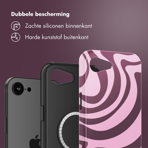 Selencia Vivid Backcover met MagSafe Apple iPhone 16e - Wavy Swirl Pink Plum