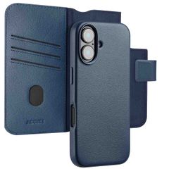 Accezz 2-in-1 Leather Bookcase with MagSafe Apple iPhone 16 - Nightfall Blue