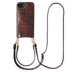 Selencia Nova Croco Phone Case with Cord and Card Holder Apple iPhone 17e / 16e - Burgundy