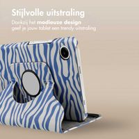 imoshion 360° Draaibare Design Bookcase Samsung Galaxy Tab A9 Plus - White Blue Stripes
