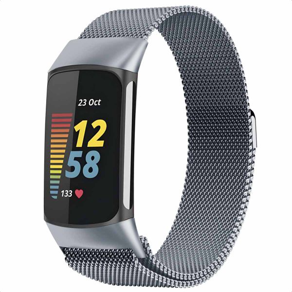 imoshion Milanees magnetisch bandje Fitbit Charge 5 - Maat S - Space Grey