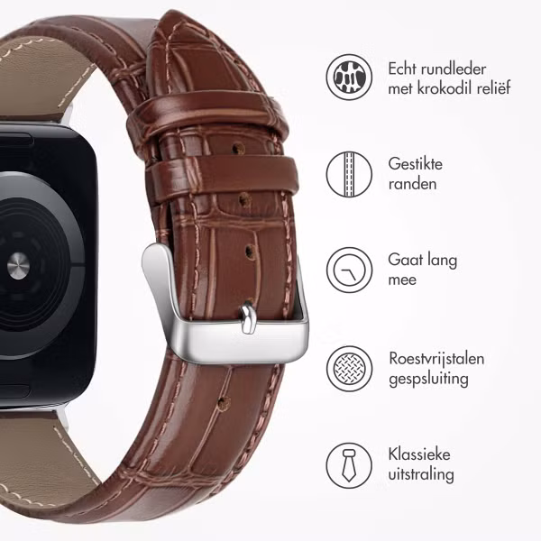 imoshion Lederen krokodil bandje Apple Watch Series 1 t/m 11 / SE / Ultra (44/45/46/49 mm) - Bruin