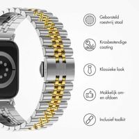 Selencia Jubilee stalen bandje Apple Watch Series 1 t/m 11 / SE / Ultra (44/45/46/49 mm) - Zilver & Goud