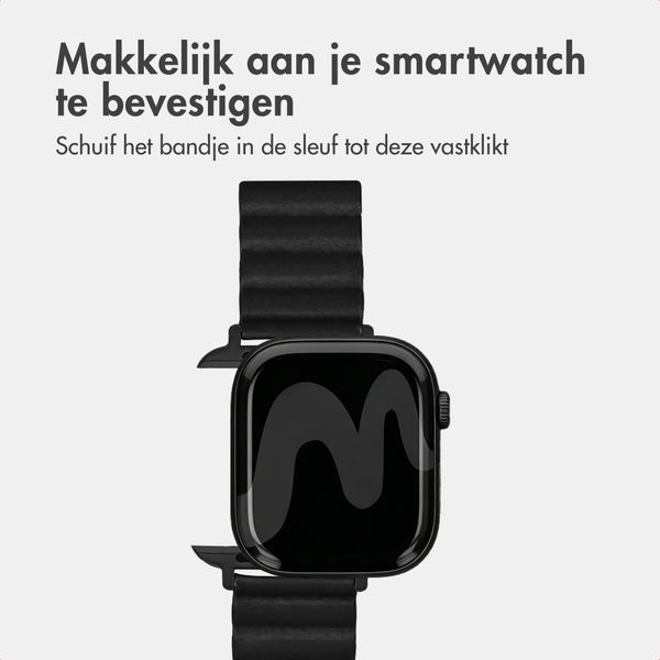 imoshion Magnetisch kunstleren bandje Apple Watch | 44/45/46/49 mm - Zwart