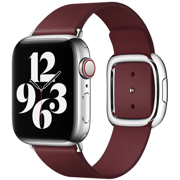 Apple Leather Band Modern Buckle Apple Watch Series 1 t/m 9 / SE (38/40/41 mm) | Series 10 (42 mm) - Maat M - Garnet