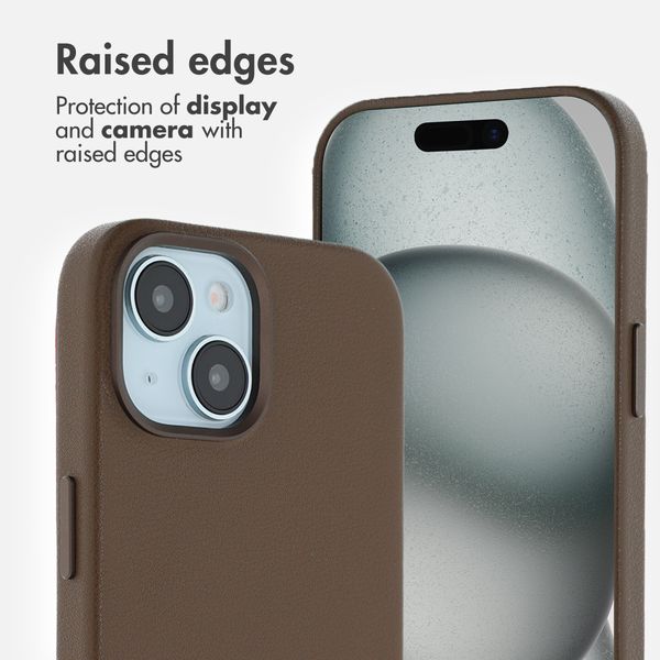 Accezz Leather Back Cover with MagSafe Apple iPhone 15 - Coffee Brown