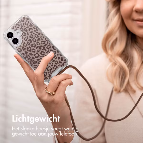 imoshion Design hoesje met koord Apple iPhone 16 - Leopard Mood