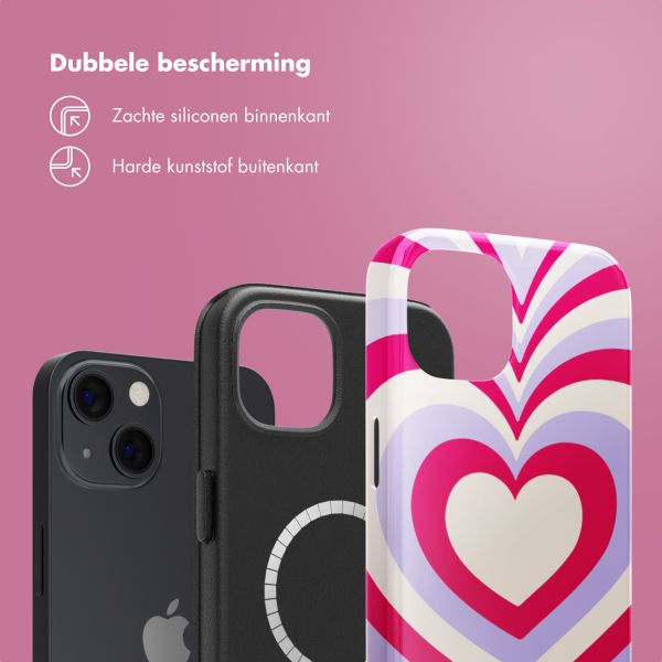 Selencia Vivid Tough Backcover met MagSafe iPhone 13 - Double Hearts Rubine Red Lilac