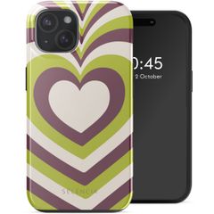 Selencia Vivid Backcover met MagSafe iPhone 15 - Double Hearts Plum Fern