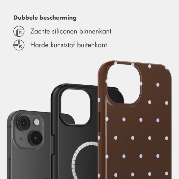 Selencia Vivid Backcover met MagSafe Apple iPhone 14 - Happy Dots Chocolate