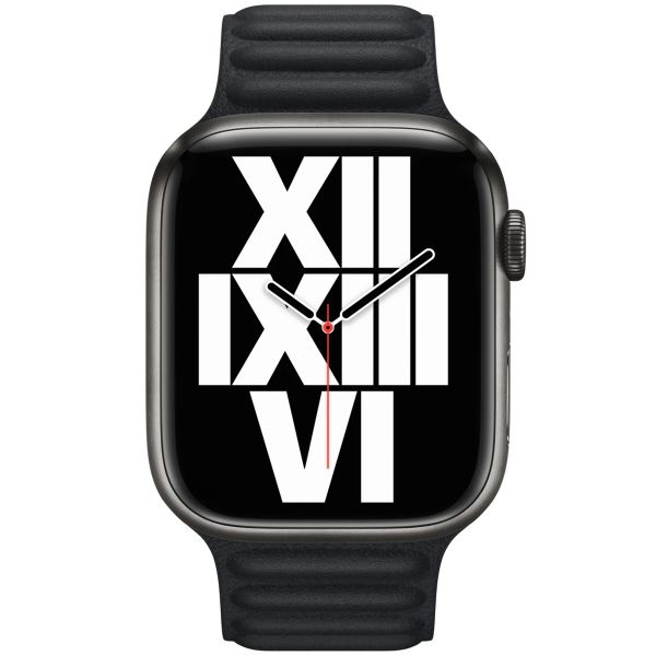 Apple Leather Link bandje Apple Watch Series 1 t/m 11 / SE / Ultra (44/45/46/49 mm) - Maat M/L - Midnight