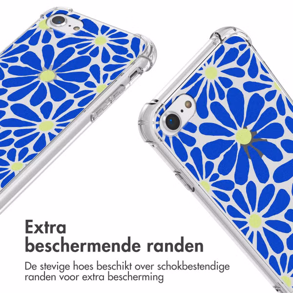 imoshion Design hoesje met koord Apple iPhone SE (2022 / 2020) / 8 / 7 - Cobalt Blue Flowers Connect