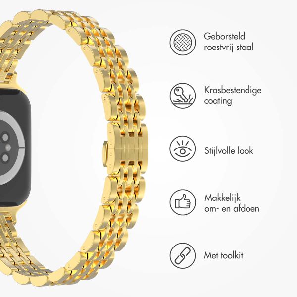 Selencia Slim Steel Jubilee Inspired schakelbandje Apple Watch Series 1 t/m 9 / SE (38/40/41 mm) | Series 10 (42 mm) - Goud